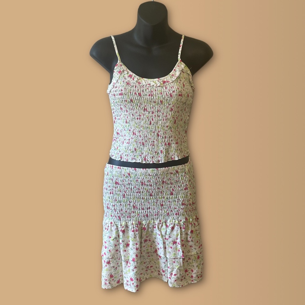 Wild Fable Set, Crop Top / Tank & Skirt Outfit | White Floral Print | Size Small